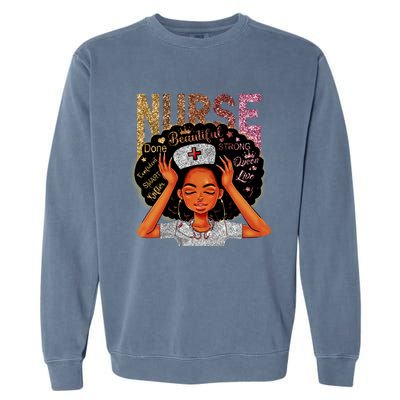 Nurse Black Magic Afro Melanin Queen Black History Gift Garment-Dyed Sweatshirt