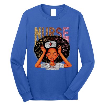 Nurse Black Magic Afro Melanin Queen Black History Gift Long Sleeve Shirt