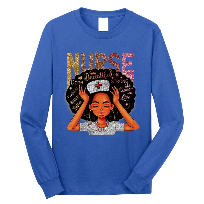 Nurse Black Magic Afro Melanin Queen Black History Gift Long Sleeve Shirt