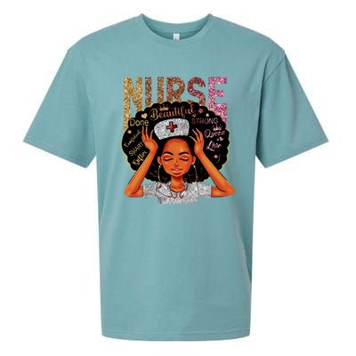 Nurse Black Magic Afro Melanin Queen Black History Gift Sueded Cloud Jersey T-Shirt