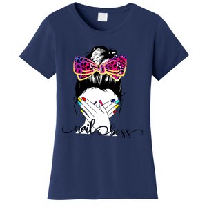 Nail Boss Messy Bun Nail Technician Manicurist Nail Polish Women's T-Shirt