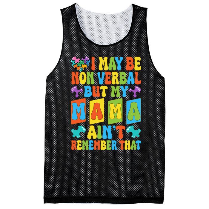 Nonverbal But My Mama AinT Autism Awareness Graphic Mesh Reversible Basketball Jersey Tank