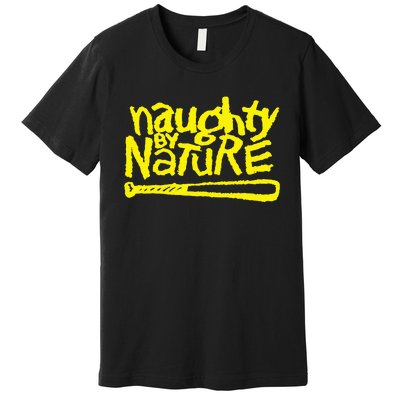 Naughty By Nature – Yellow Logo Black Premium T-Shirt