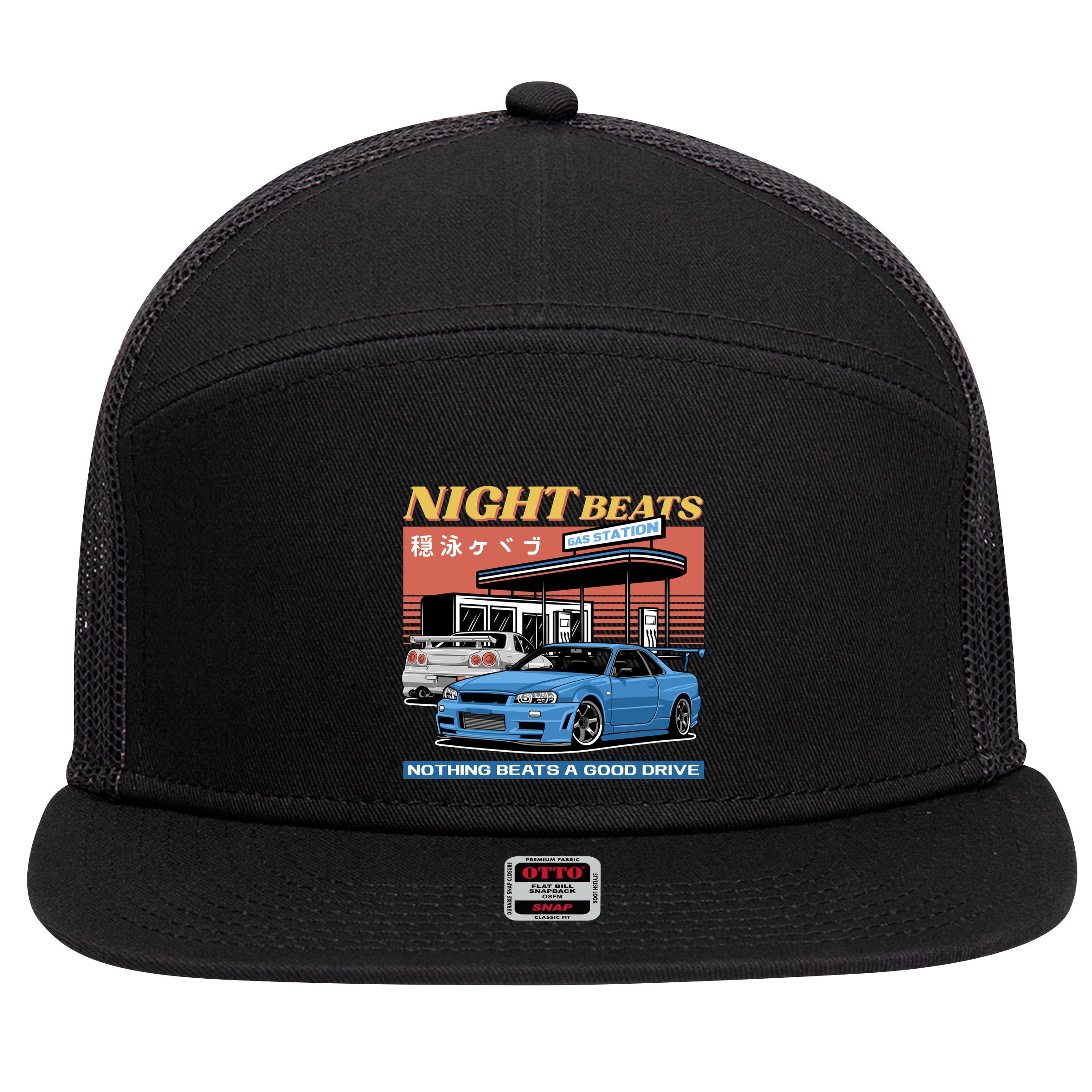Night Beats 7 Panel Mesh Trucker Snapback Hat