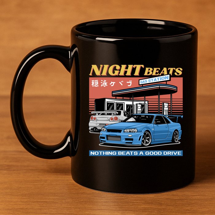 Night Beats 11oz C Handle Ceramic Mug