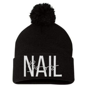 Nail Boss Nail Tech Pom Pom 12in Knit Beanie