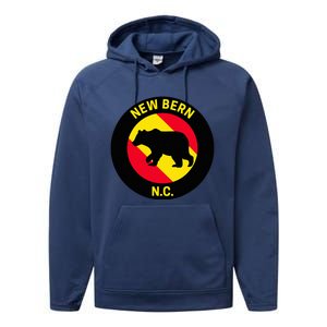 New Bern North Carolina Bear Performance Fleece Hoodie