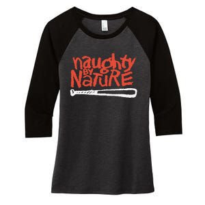 Naughty By Nature – Red Logo Women's Tri-Blend 3/4-Sleeve Raglan Shirt