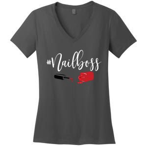 Nail Boss Nail Tech Polish Women's V-Neck T-Shirt