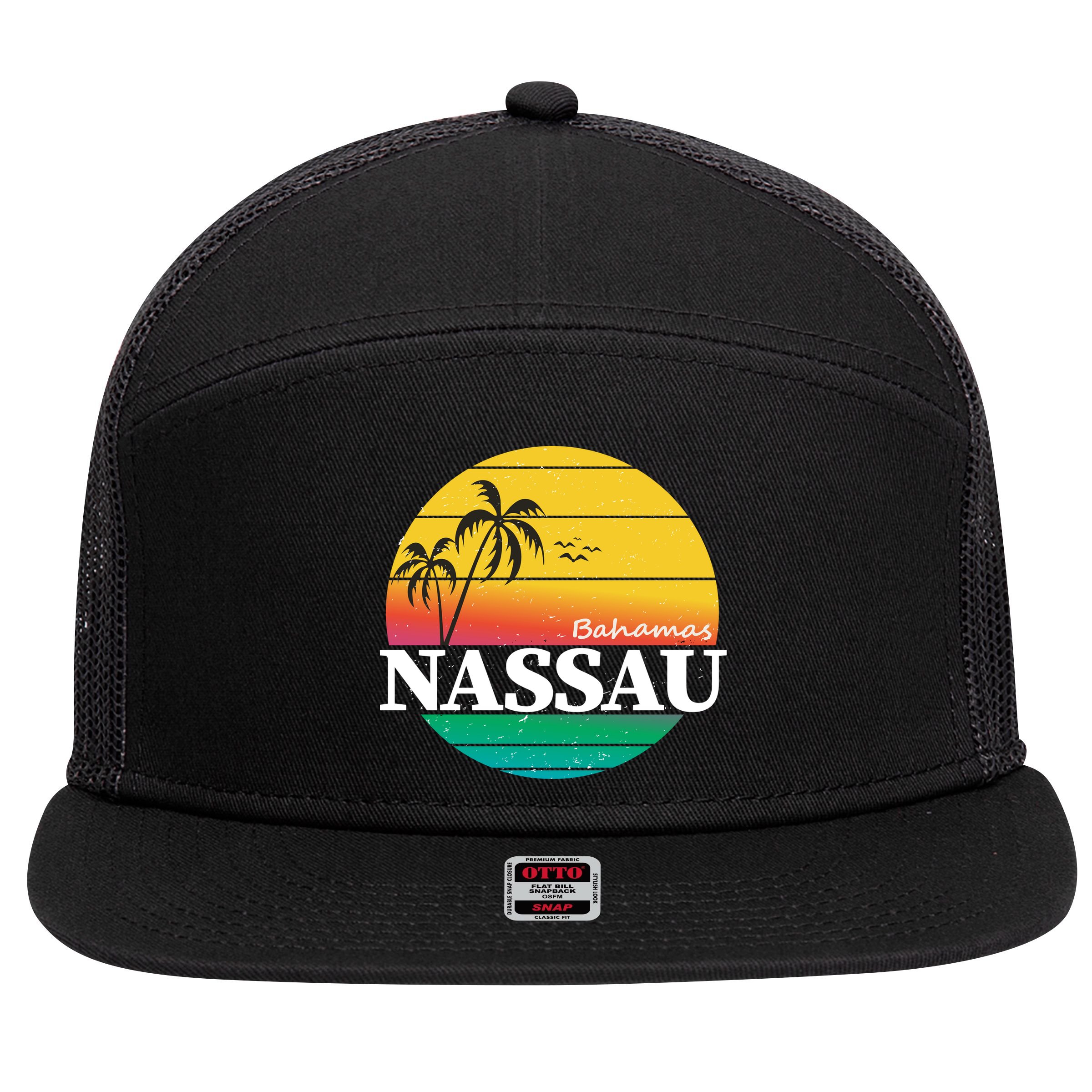 Nassau Bahamas 7 Panel Mesh Trucker Snapback Hat