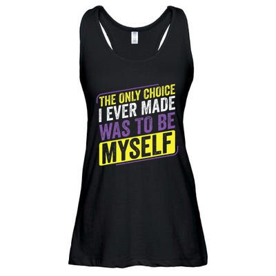 Non Binary Only Choice Be Myself Lgbt Enby Non Binary Flag Ladies Essential Flowy Tank