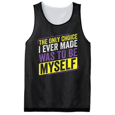 Non Binary Only Choice Be Myself Lgbt Enby Non Binary Flag Mesh Reversible Basketball Jersey Tank