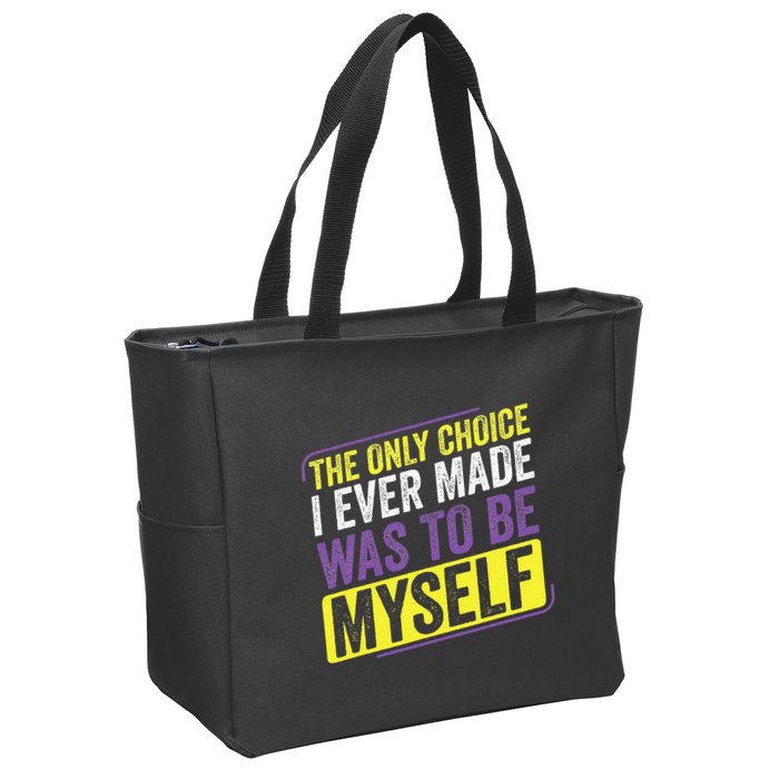 Non Binary Only Choice Be Myself Lgbt Enby Non Binary Flag Zip Tote Bag