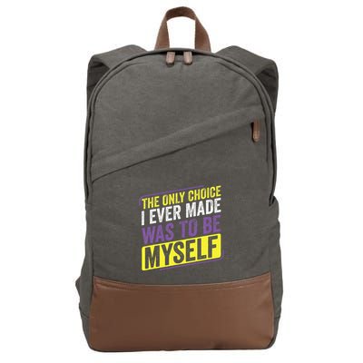 Non Binary Only Choice Be Myself Lgbt Enby Non Binary Flag Cotton Canvas Backpack