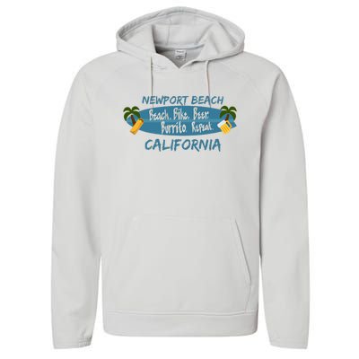 Newport Beach Orange County California Performance Fleece Hoodie