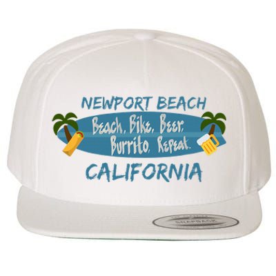 Newport Beach Orange County California Wool Snapback Cap