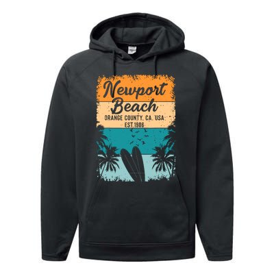 Newport Beach Orange County Oc California Gifts Souvenirs Performance Fleece Hoodie