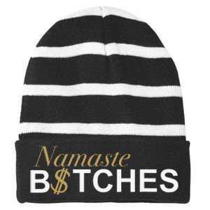 Namaste B$Tch Perfect For Yoga Empowered Selfex Pression Striped Beanie with Solid Band