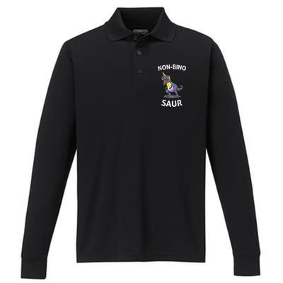 Non Binary Pride Flag Colors Non Binary Performance Long Sleeve Polo
