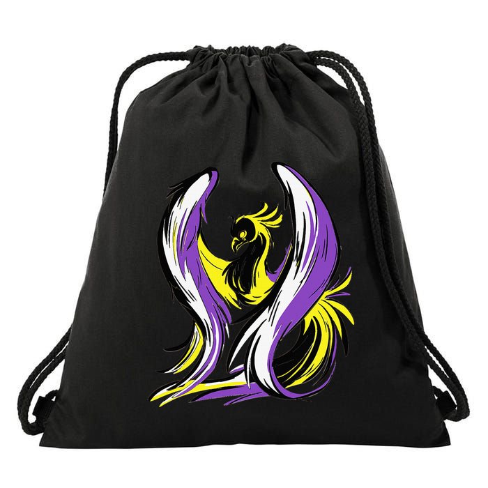 Non Binary Pride Flag Colors Support Drawstring Bag