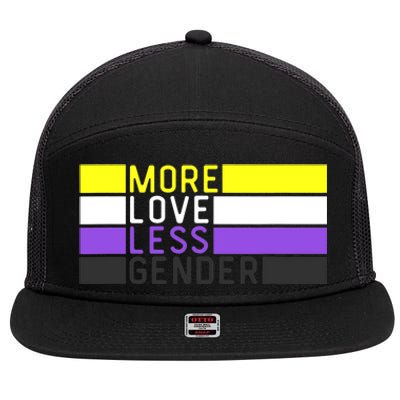 Non Binary Pride, NB More Love Less Gender, LGBTQ Nonbinary 7 Panel Mesh Trucker Snapback Hat