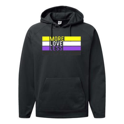 Non Binary Pride, NB More Love Less Gender, LGBTQ Nonbinary Performance Fleece Hoodie