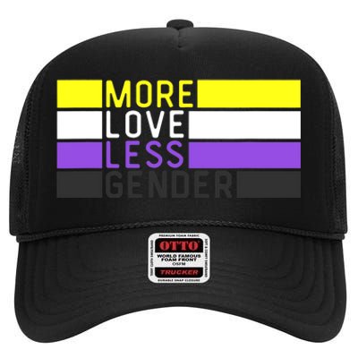 Non Binary Pride, NB More Love Less Gender, LGBTQ Nonbinary High Crown Mesh Back Trucker Hat