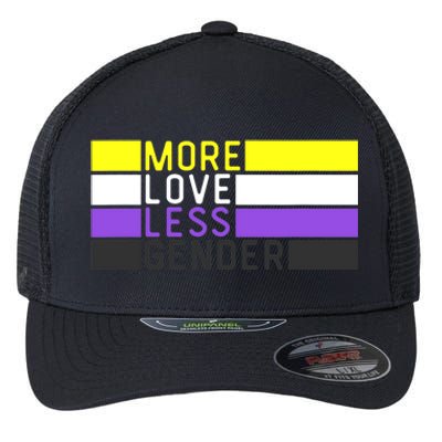 Non Binary Pride, NB More Love Less Gender, LGBTQ Nonbinary Flexfit Unipanel Trucker Cap