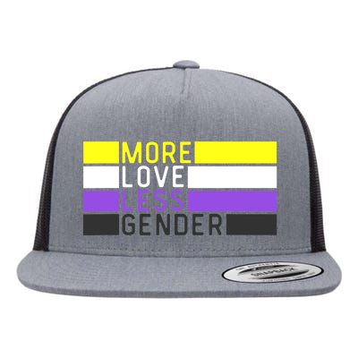 Non Binary Pride, NB More Love Less Gender, LGBTQ Nonbinary Flat Bill Trucker Hat