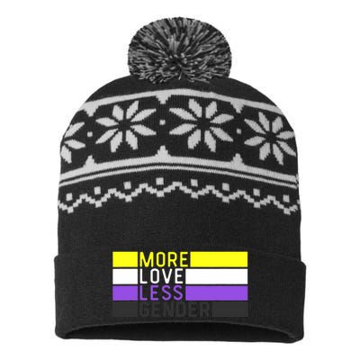 Non Binary Pride, NB More Love Less Gender, LGBTQ Nonbinary USA-Made Snowflake Beanie