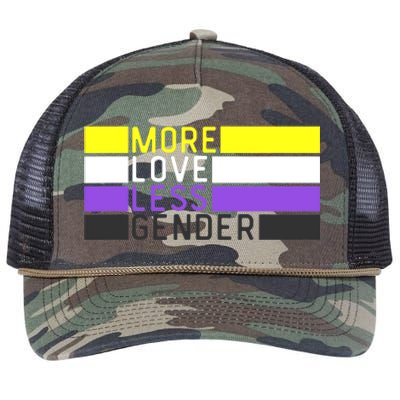 Non Binary Pride, NB More Love Less Gender, LGBTQ Nonbinary Retro Rope Trucker Hat Cap