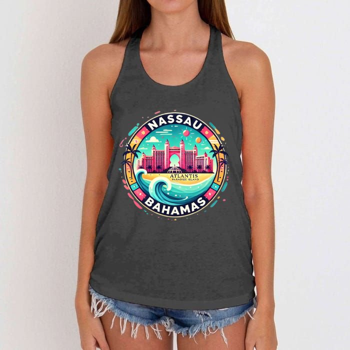 Nassau Bahamas Paradise Cruise Destination Island Women's Knotted Racerback Tank