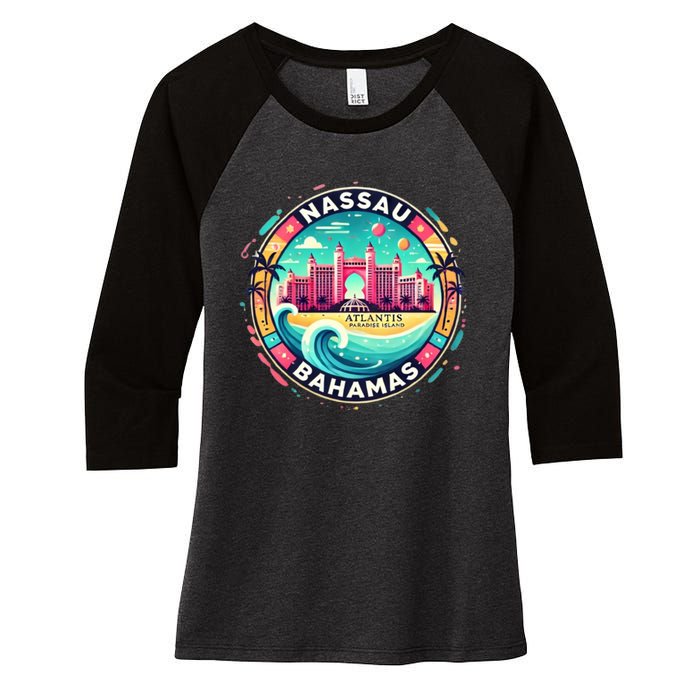 Nassau Bahamas Paradise Cruise Destination Island Women's Tri-Blend 3/4-Sleeve Raglan Shirt