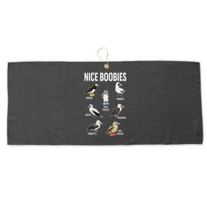 Nice Boobies Pun Adult Joke Funny Bird Lover Birdwatcher Large Microfiber Waffle Golf Towel