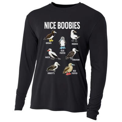Nice Boobies Pun Adult Joke Funny Bird Lover Birdwatcher Cooling Performance Long Sleeve Crew