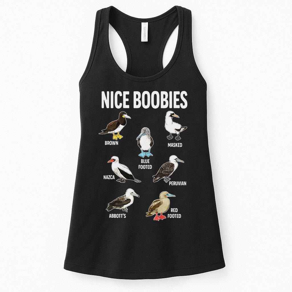 Nice Boobies Pun Adult Joke Funny Bird Lover Birdwatcher Womens Tank Top