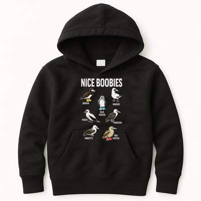 Nice Boobies Pun Adult Joke Funny Bird Lover Birdwatcher Kids Hoodie