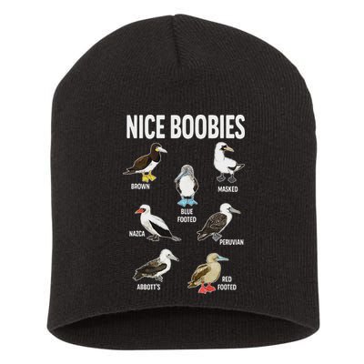 Nice Boobies Pun Adult Joke Funny Bird Lover Birdwatcher Short Acrylic Beanie