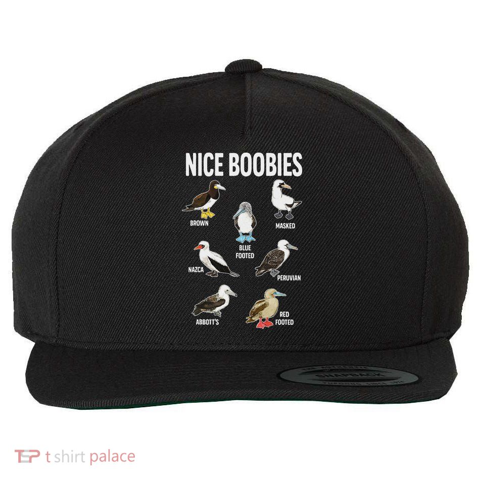 Nice Boobies Pun Adult Joke Funny Bird Lover Birdwatcher Wool Snapback Cap