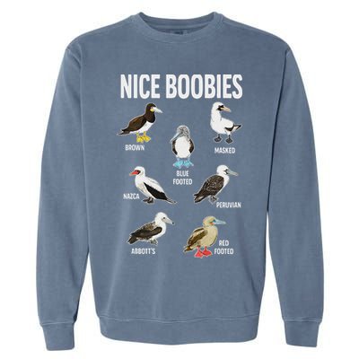 Nice Boobies Pun Adult Joke Funny Bird Lover Birdwatcher Garment-Dyed Sweatshirt