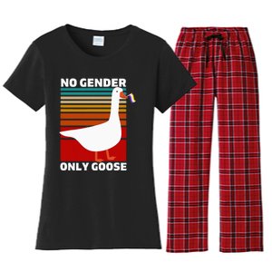 Non Binary Pride Funny No Gender Only Goose Lgbtq Enby Flag Women's Flannel Pajama Set