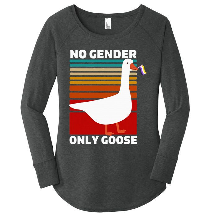 Non Binary Pride Funny No Gender Only Goose Lgbtq Enby Flag Women's Perfect Tri Tunic Long Sleeve Shirt