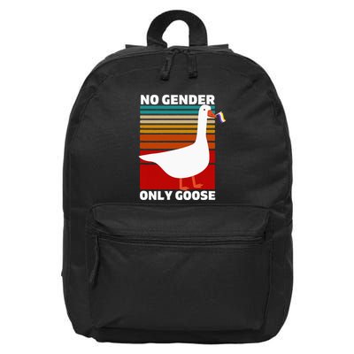 Non Binary Pride Funny No Gender Only Goose Lgbtq Enby Flag 16 in Basic Backpack