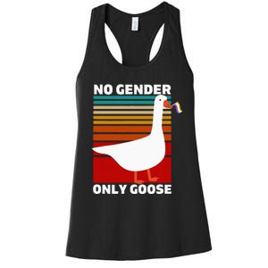 Non Binary Pride Funny No Gender Only Goose Lgbtq Enby Flag Women's Racerback Tank