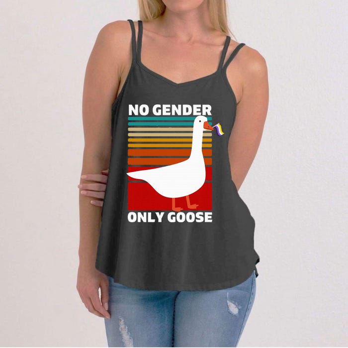 Non Binary Pride Funny No Gender Only Goose Lgbtq Enby Flag Women's Strappy Tank