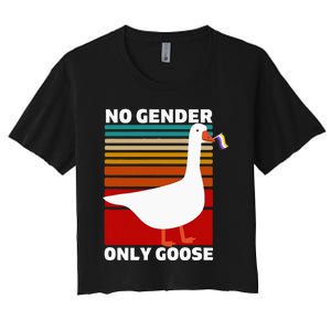 Non Binary Pride Funny No Gender Only Goose Lgbtq Enby Flag Women's Crop Top Tee