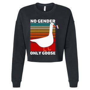 Non Binary Pride Funny No Gender Only Goose Lgbtq Enby Flag Cropped Pullover Crew