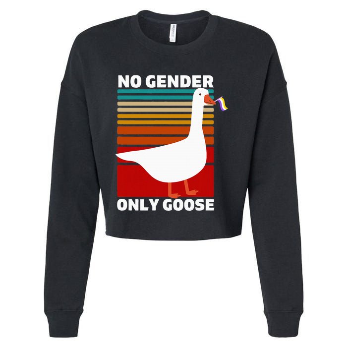 Non Binary Pride Funny No Gender Only Goose Lgbtq Enby Flag Cropped Pullover Crew