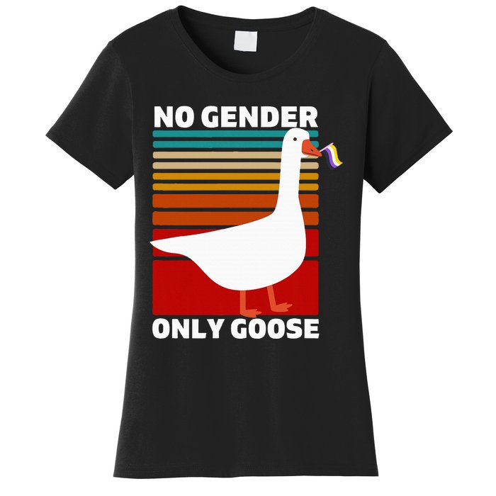 Non Binary Pride Funny No Gender Only Goose Lgbtq Enby Flag Women's T-Shirt