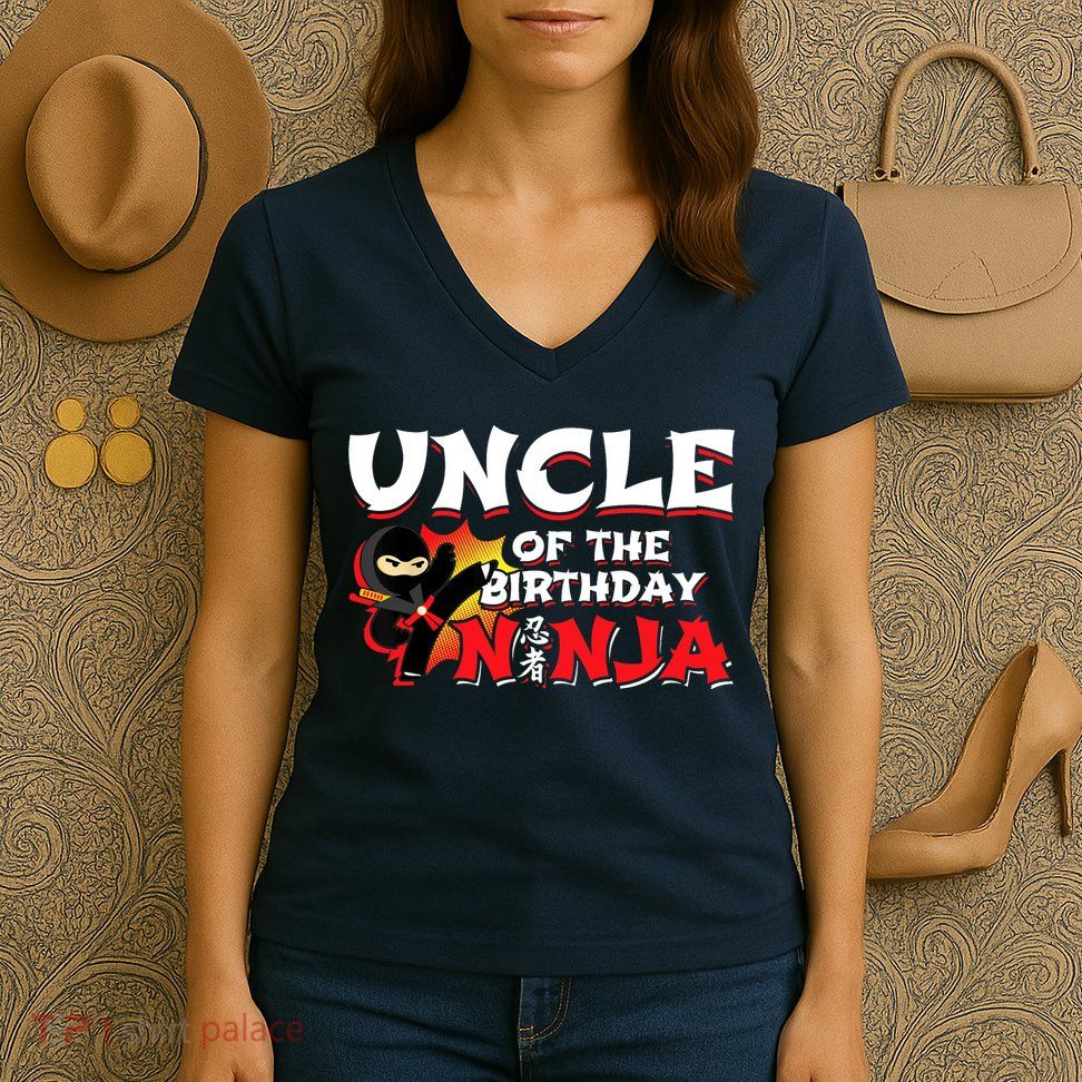 Ninja Birthday Party - Uncle of the Birthday Ninja Women's V-Neck T-Shirt